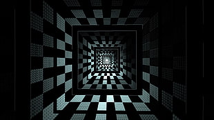 white and black checked optical illusion digital wallpaper HD wallpaper