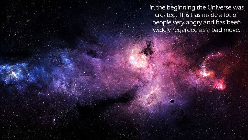 purple and blue galaxy digital wallpaper, space, universe, The Hitchhiker's Guide to the Galaxy, space art HD wallpaper