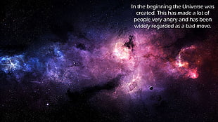 purple and blue galaxy digital wallpaper, space, universe, The Hitchhiker's Guide to the Galaxy, space art