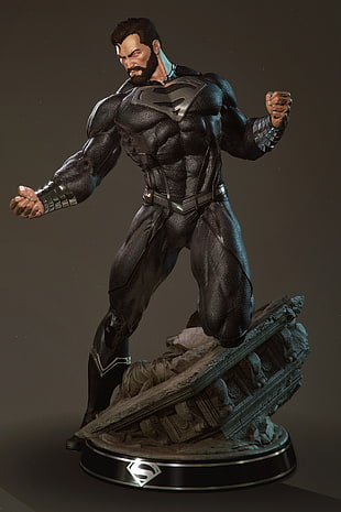 Superman action figure, render, Superman, black, uniform