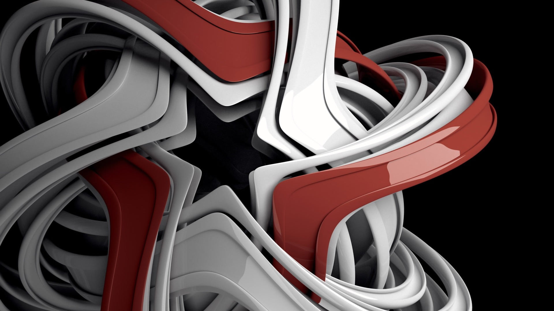 white and red plastic chairs, abstract, 3D, Photoshop, digital art