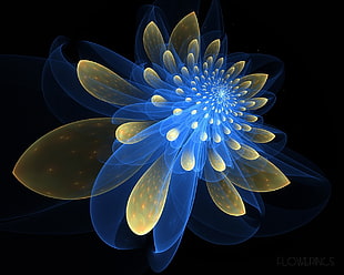 blue and yellow floral LED decor