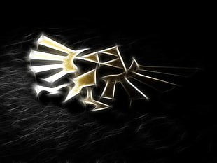 gold 3D logo, black, gold, The Legend of Zelda, Fractalius