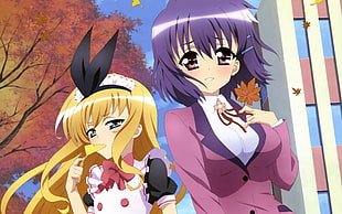 two female anime digital wallpaper