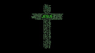 green cross word art, Jesus Christ, Hi-Tech, cross HD wallpaper
