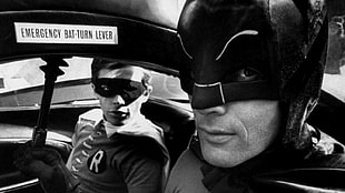 Batman and Robin grayscale photo, Adam West, Bill Ward, Batman