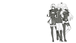 three female anime characters wallpaper, Nier: Automata, 2B (Nier: Automata), A2 (Nier: Automata), 9S (Nier: Automata)