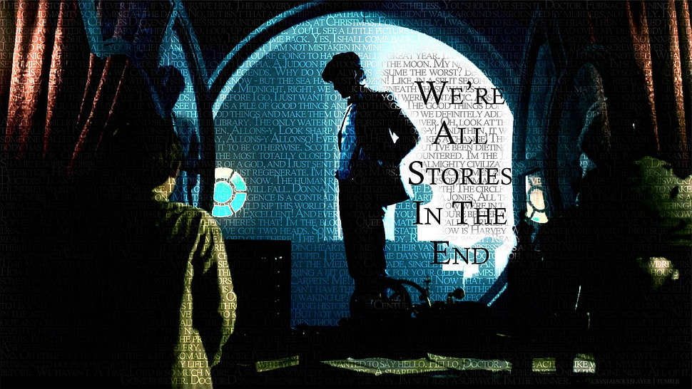 we're all stories in the end digital wallpaper, Doctor Who, Matt Smith, quote, Eleventh Doctor HD wallpaper