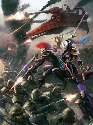 game illustration, Warhammer 40,000, imperial guard, Eldar HD wallpaper