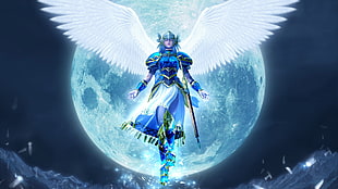 video game angel character digital wallpap0er, fantasy art, Valkyrie Profile, video games, Lenneth