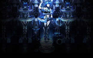 female anime character digital wallpaper, cyberpunk, futuristic, Ghost in the Shell, Kusanagi Motoko