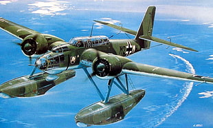 green and black plane poster, World War II, airplane, aircraft, military HD wallpaper