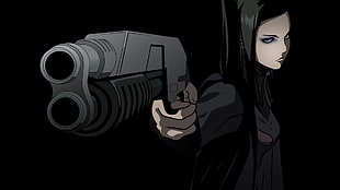 female character holding gun illustration, anime, Ergo Proxy