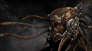 person wearing brown mask digital wallpaper, video games