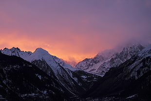 snow covered mountain during sunset scenery, mont blanc