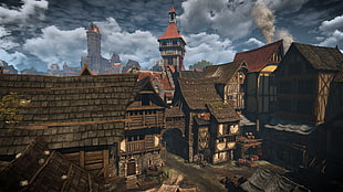 houses in town wallpaper, The Witcher 3: Wild Hunt, Novigrad, video games, The Witcher HD wallpaper