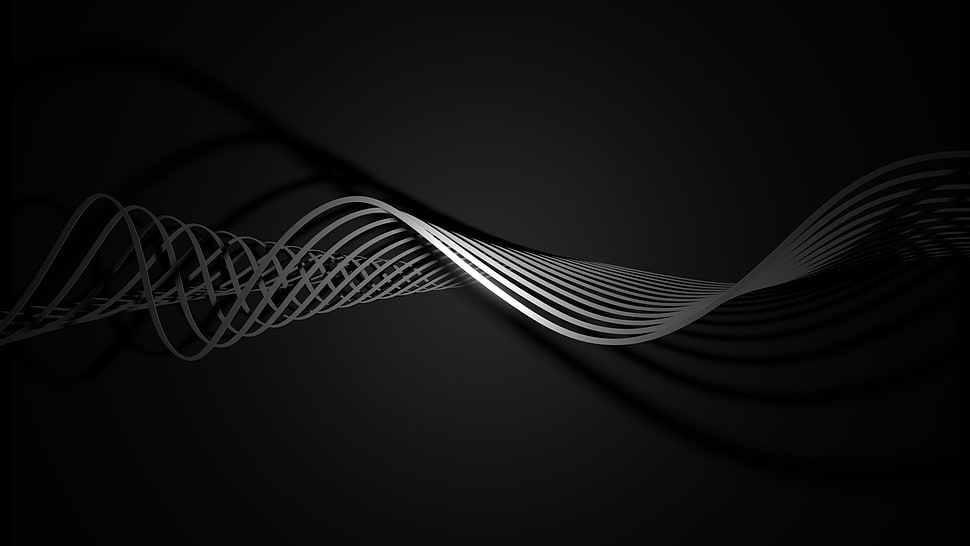 abstract, dark, streamlined, waveforms HD wallpaper
