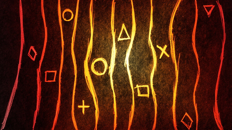 orange and yellow shape wallpaper, abstract, circle, triangle, cross HD wallpaper