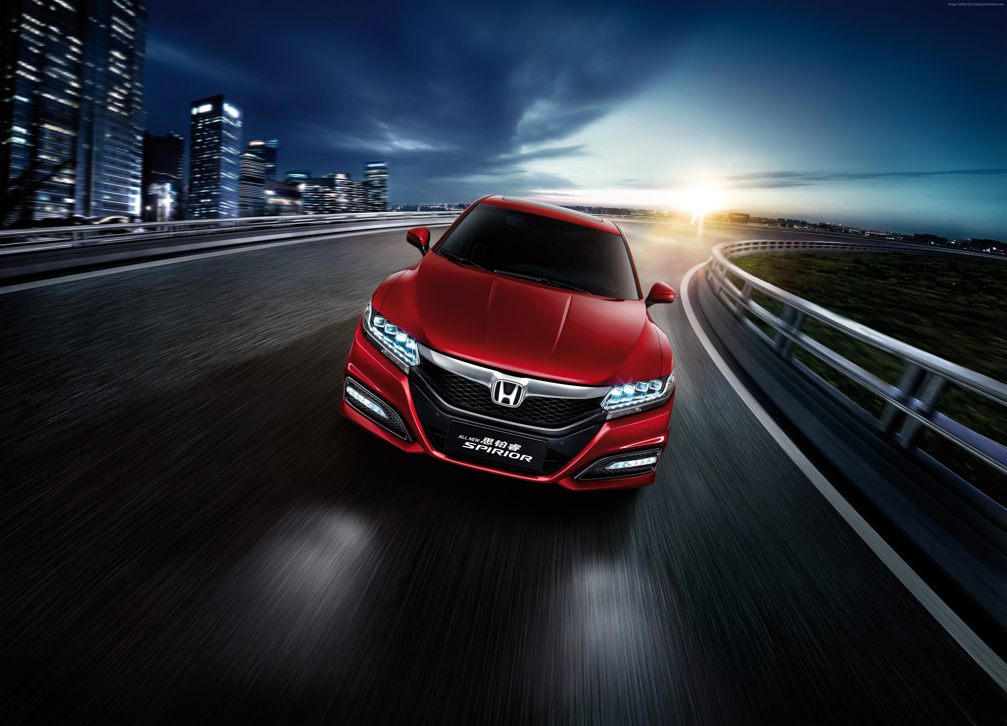 Red Honda Accord On Road Hd Wallpaper Wallpaper Flare