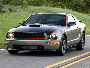 2009 silver Ford Mustang coupe, car