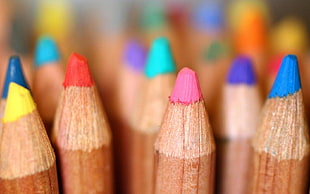 close up photo of colored pencils HD wallpaper