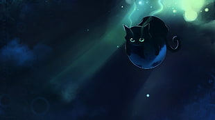 black cat character, fantasy art, Apofiss, cat, bubbles
