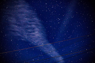 sky and stars, Starry sky, Wires, Night