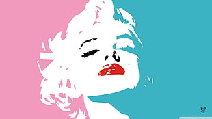 Marilyn Monroe painting, Marilyn Monroe, celebrity, pink, blue
