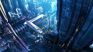 video game wallpaper, futuristic, futuristic city, 3D, CG