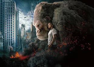 King Kong poster, Rampage, Dwayne Johnson, White gorilla HD wallpaper