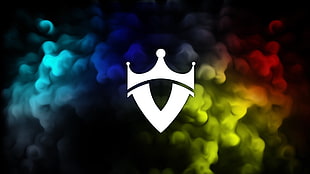 white crown logo, colorful, abstract