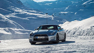 silver Nissan GT-R coupe, Nissan, Nissan GT-R, winter, car