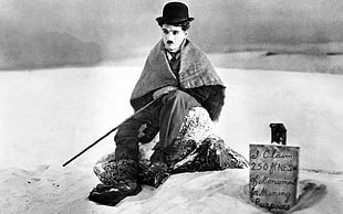 Charlie Chaplin, Charlie Chaplin, The Gold Rush, film stills, monochrome HD wallpaper