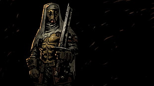 brown and yellow knight wallpaper, Darkest Dungeon, video games, dark, Leper