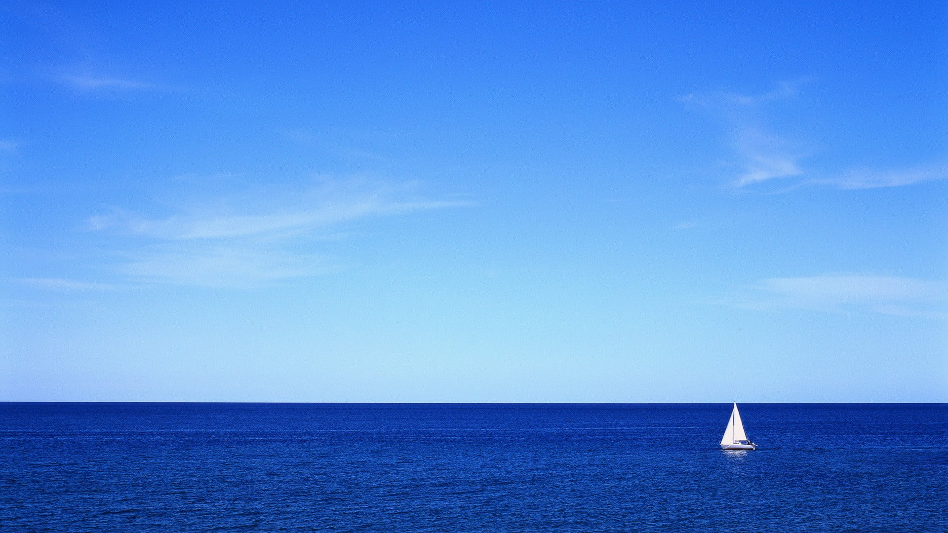 white sailboat, sea, boat, horizon, sky