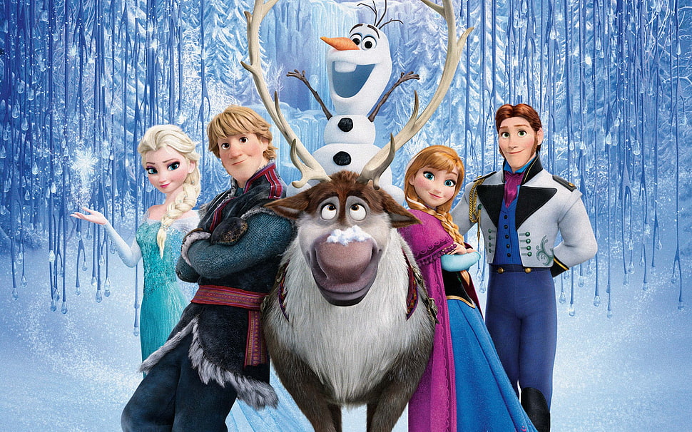 Disney Frozen poster, Frozen (movie), Princess Anna, Princess Elsa, Olaf HD wallpaper
