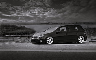 black 5-door hatchback, car, Volkswagen, GTI