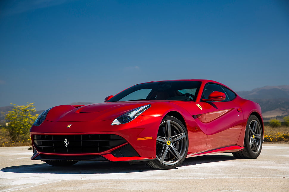 red coupe HD wallpaper