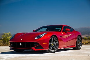 red coupe HD wallpaper