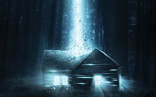 wooden house with light wallpaper, aliens, house HD wallpaper