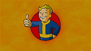 man showing thumb illustration, Fallout, yellow HD wallpaper