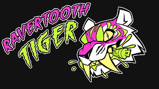 Ravertooth Tiger logo, rave, tiger, colorful, hardcore