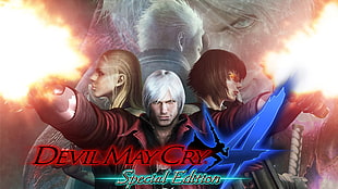 Devil May Cry 4 Special Edition digital wallpaper, Devil May Cry, Dante, Vergil, Trish