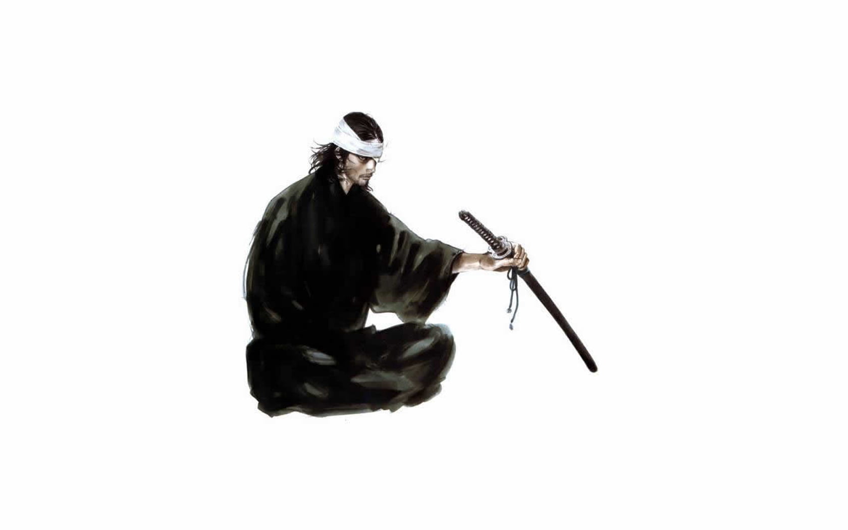 black katana sword, Vagabond, anime, sword, musashi