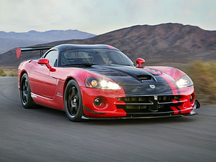 red coupe, Dodge Viper, red cars, vehicle, car