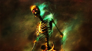 human skeleton illustration, digital art, dark, Betrayer, skull HD wallpaper