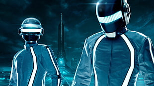 men's gray and white suit, movies, Tron: Legacy, Daft Punk HD wallpaper