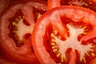 slice of tomato selective photography