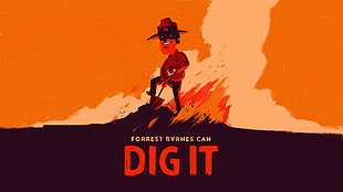 Forrest Ryrnes can dig it illustration, Olly Moss, Firewatch, fire, video games