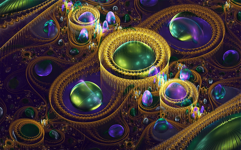 yellow and purple colored abstract decor HD wallpaper